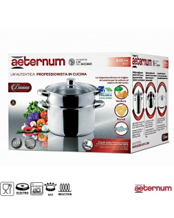 PENTOLA+SCOLAPASTA +COPERCHIO AETERNUM 22cm Y0DIPS0220 Acciaio Inox 