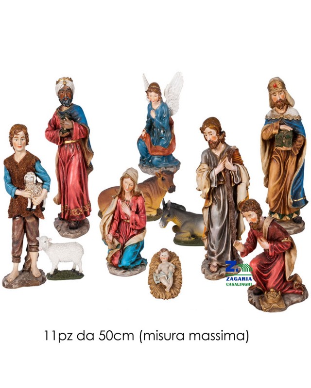 PRESEPE STATUE SET NATIVITA 11 PZ H 50 CM IN RESINA PERSONAGGI PRESEPIO  NATALE