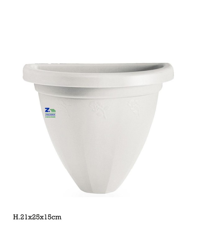 VASO GERLA DA PARETE CM 25X15X21H COLORE BIANCO IN PLASTICA PER FIORI