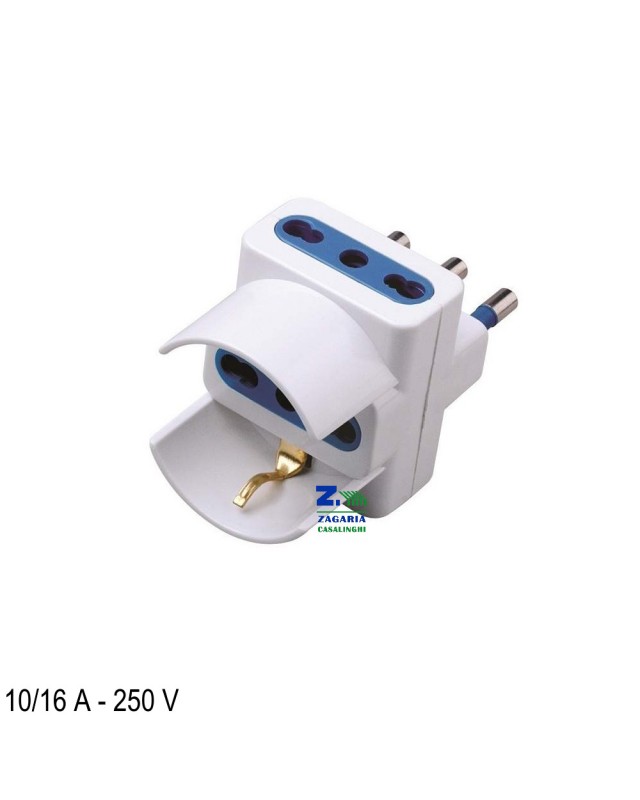 Prolunga elettrico 3 5 10mt con spina piatta presa shuko 10 16A 250V cavo  bianco lineare