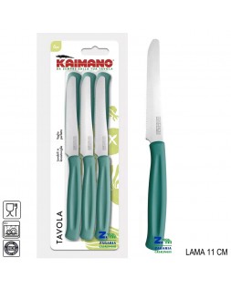 SET 12 PZ COLTELLO TAVOLA KAIMANO LAMA DENTATA 11 CM ROSSO