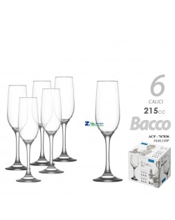 Set 6 Pz Calici Flute Bicchieri Spumante Champagne Prosecco In Vetro 210 cc  7 oz