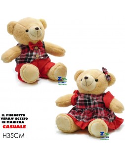 ORSO PELUCHE CON VESTITO SCOZZESE CM 35H