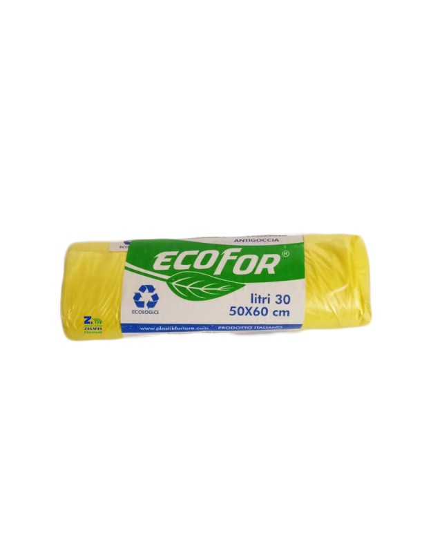 ECOFOR 50x60 GIALLI 20pz SACCHI PATTUMIERA