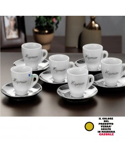 TAZZE TAZZINE IN VETRO PER ESPRESSINO CAFFE SET 6 PZ 10 CL MANICO METALLICO